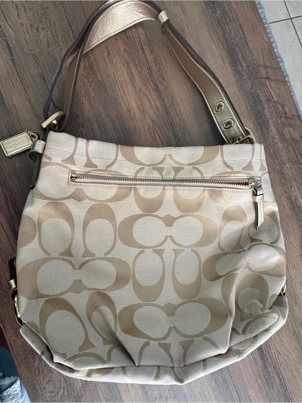 Coach Tan/Beige Signature Canvas Shoulder Bag